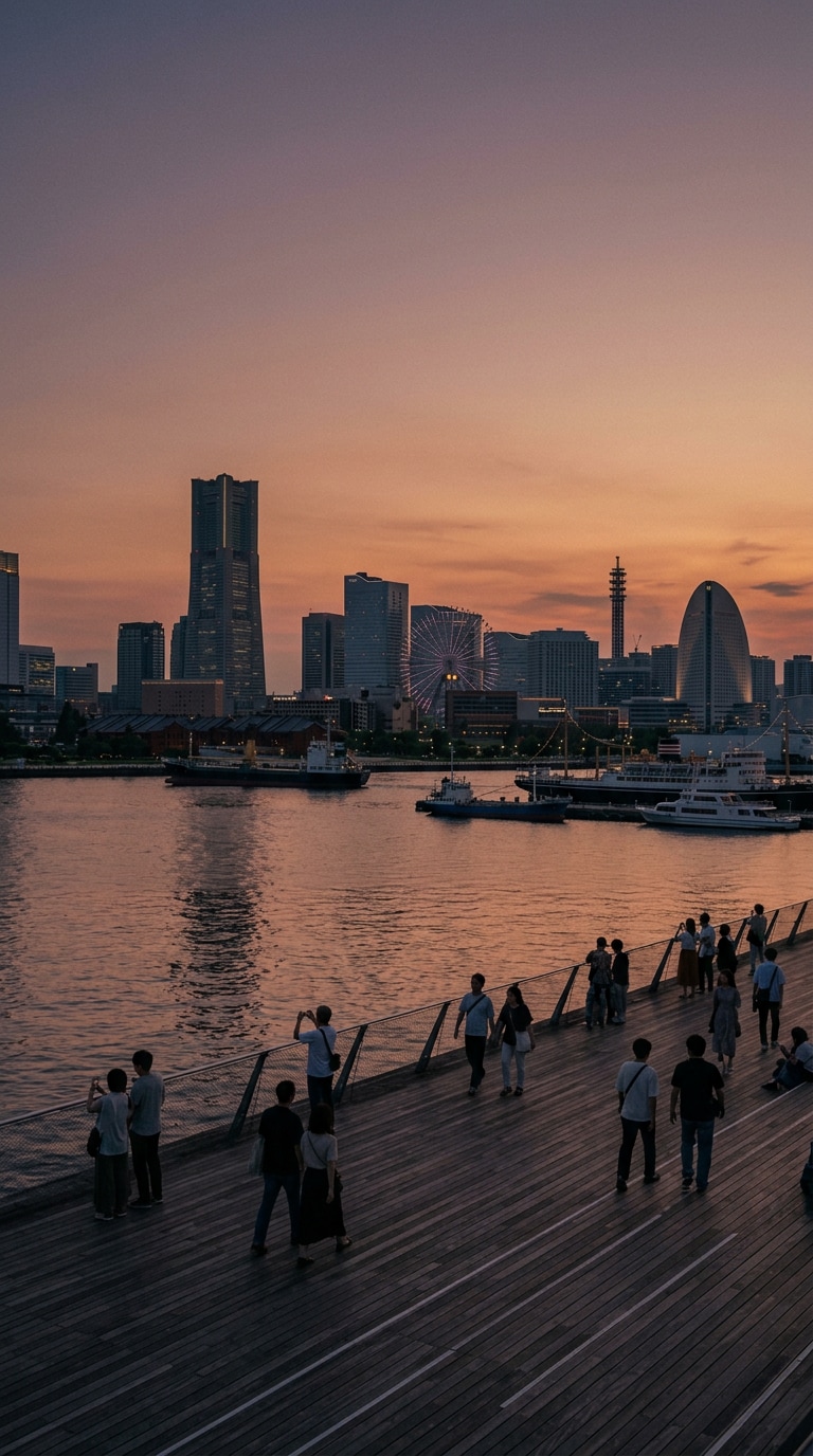 大さん橋から見る横浜港AI写真プロンプト
