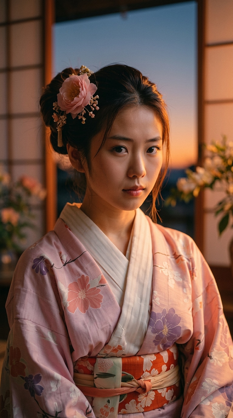 夕暮れの浴衣フィルムポートレート