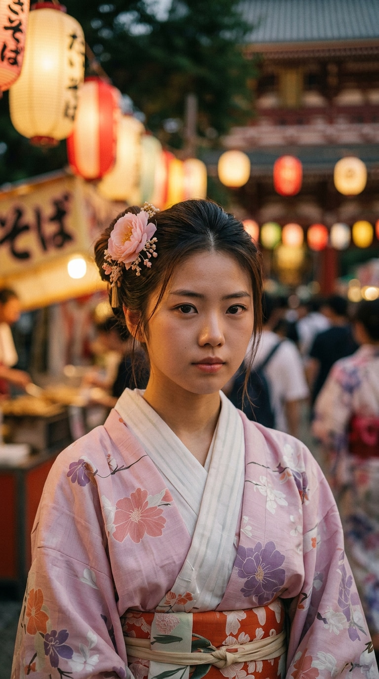 夏祭りの提灯光フィルム風