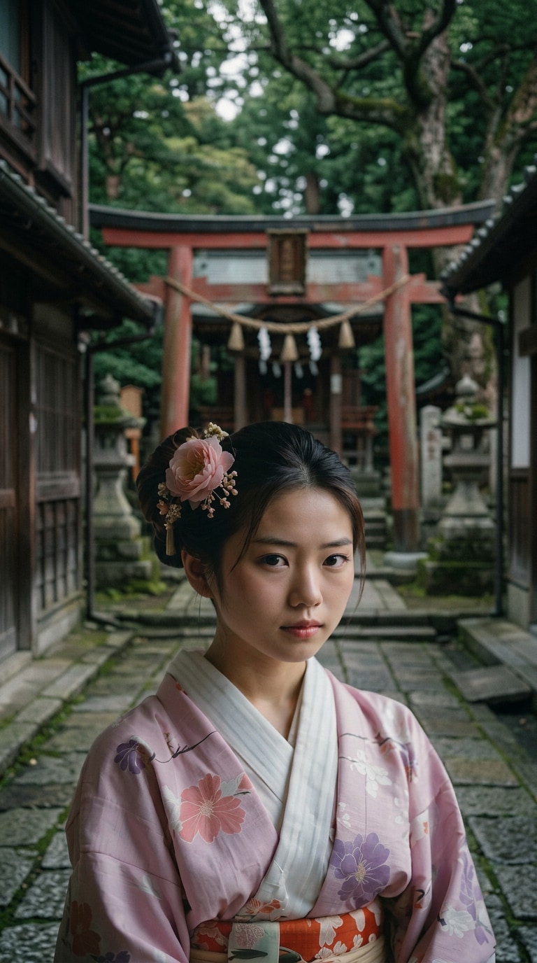 神社まわりの静かな和風フィルム感