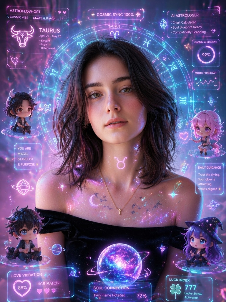 Astroflow GPT Style for viral zodiac AI photo prompt