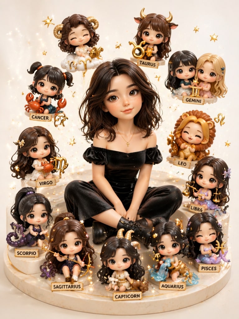 Kawaii Zodiac Mini Me Style for viral zodiac AI photo prompt