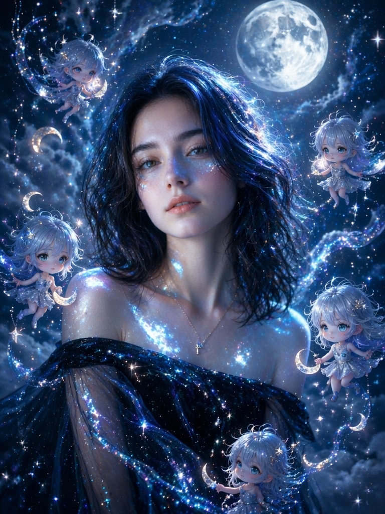 Moon Sign AI Portrait Style for viral zodiac AI photo prompt