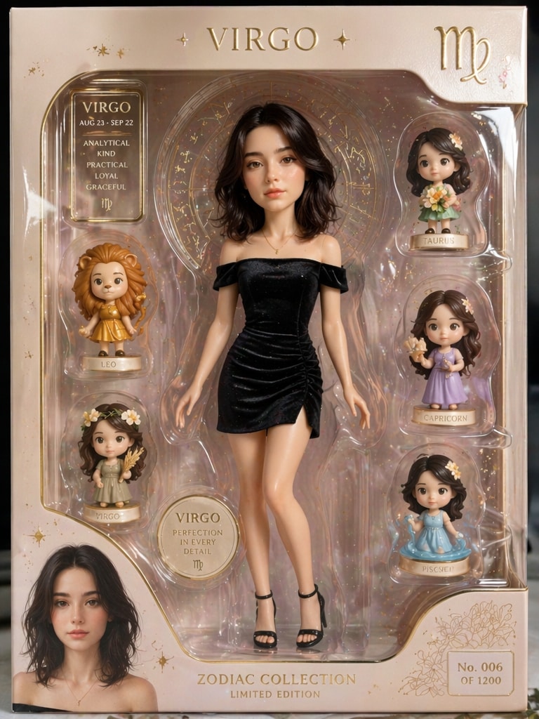 3D Zodiac Doll Packaging Style for viral zodiac AI photo prompt