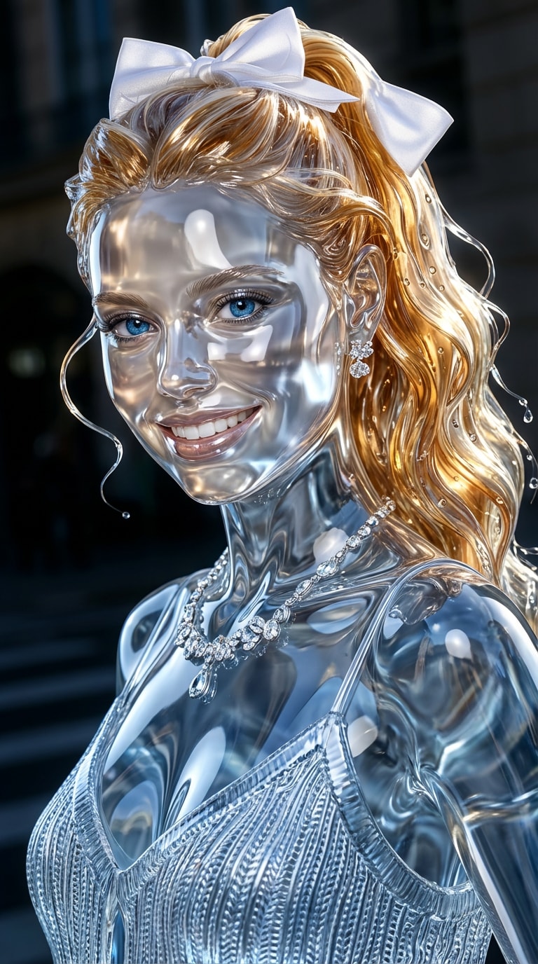 AI transparent glass clothing effect