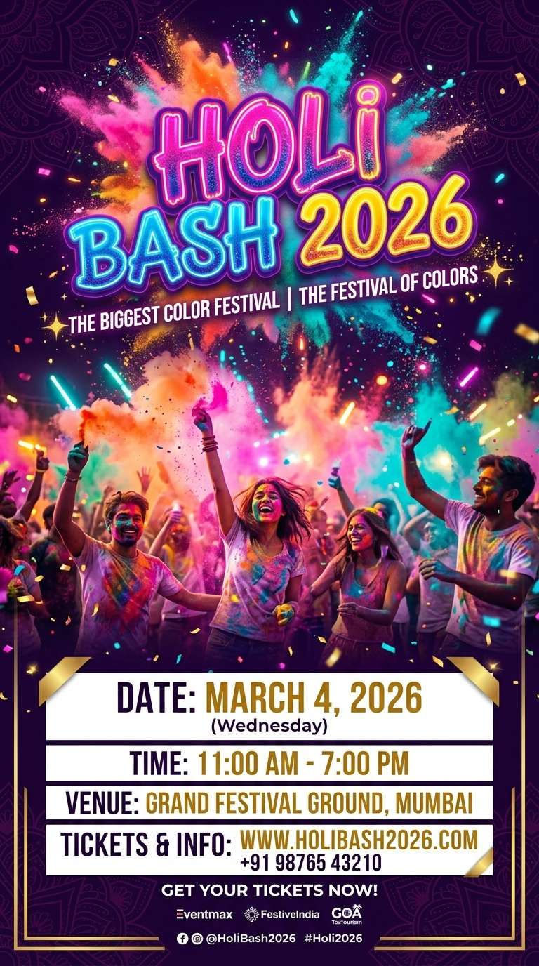 holi wishes poster maker free