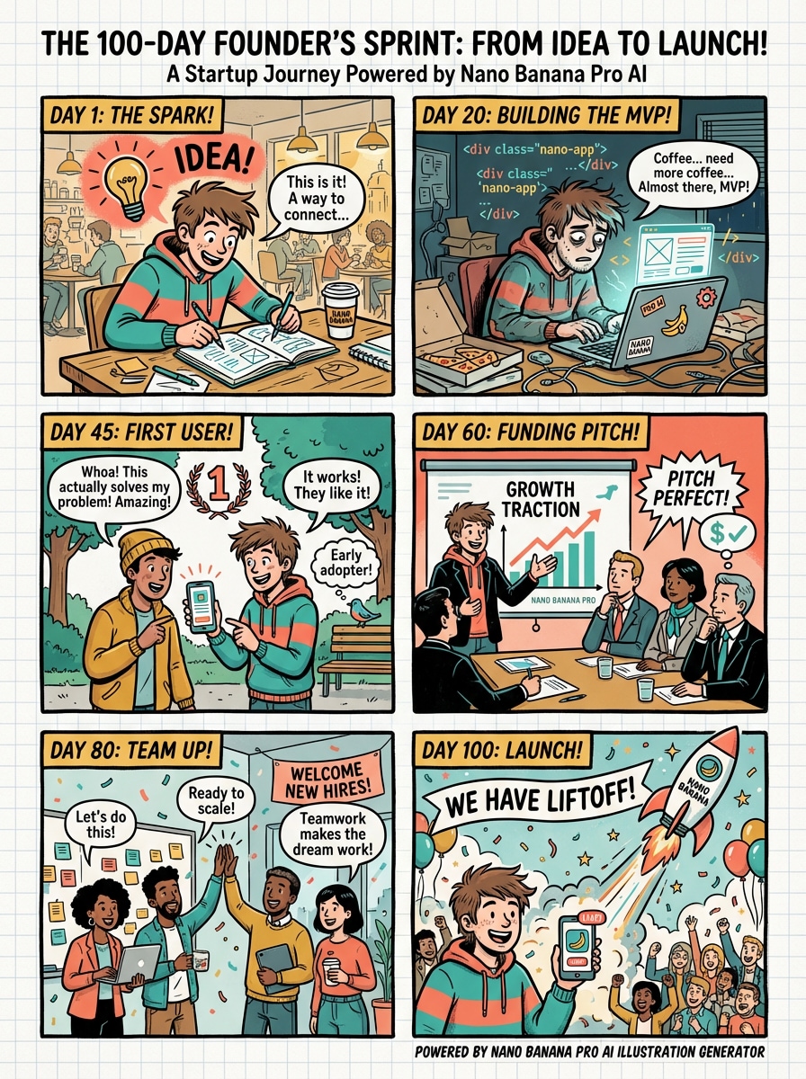 Startup milestone illustration – AI prompt sample