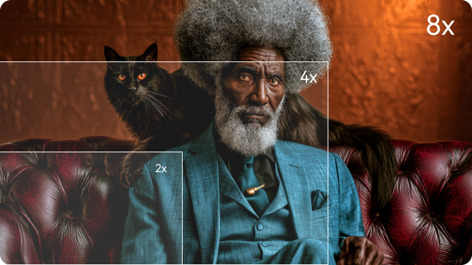 AI image upscaler for 2x 4x and 8x enlargement