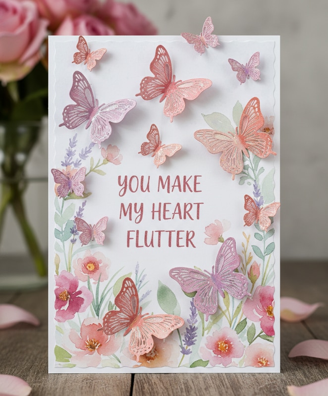 3d Paper Butterfly Garden Valentines Card Girlfriend Spring Love
