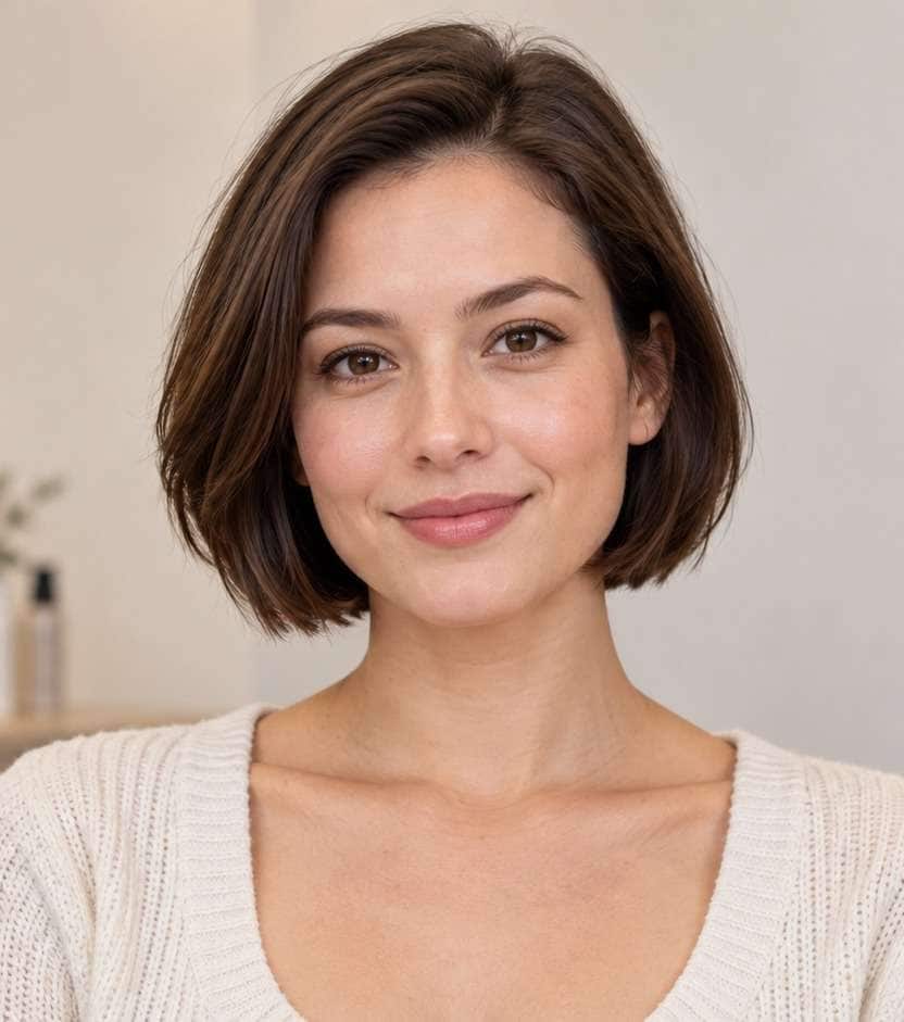 Before hairstyle portrait for add bangs to short hair: original longer hair