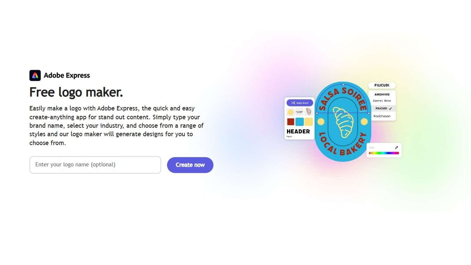 Adobe Express logo maker official interface for startup branding