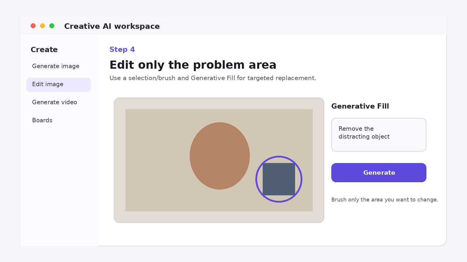 Adobe Firefly workflow step 4: Use Generative Fill for the problem area