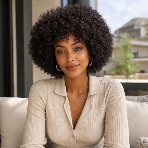 Afro With Soft Fringe hairstyle photo preview