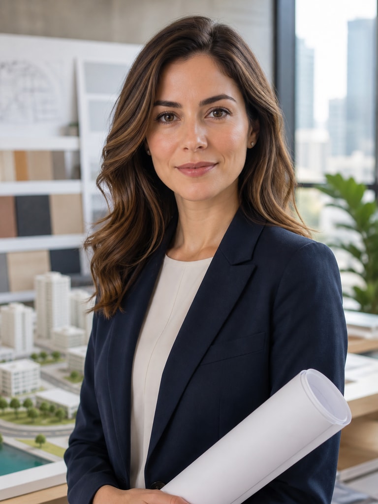AI architect portrait for an urban planning consultant profile