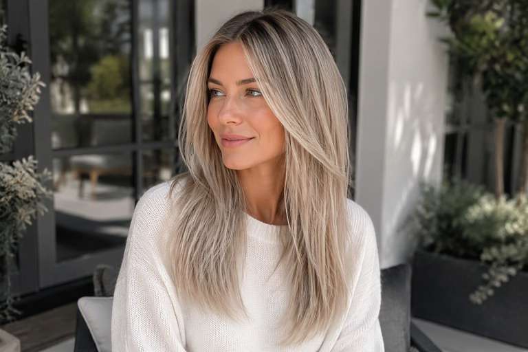 Glossy Ash Blonde hair color result