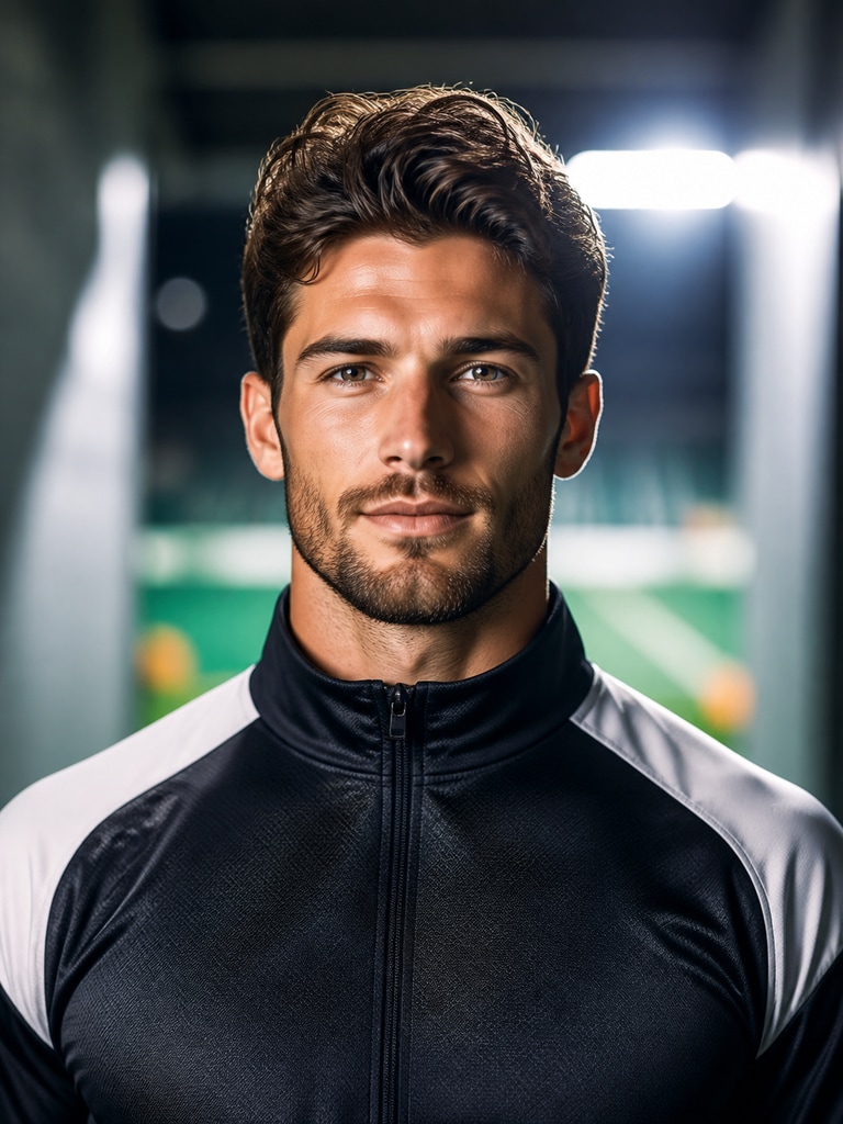 Adult fitness athlete headshot in a 3:4 portrait with bright lighting and a polished campaign-ready style