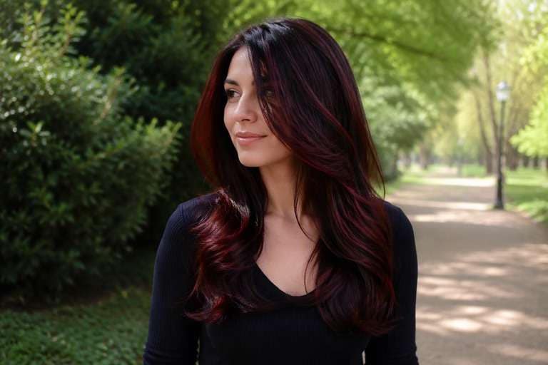 Subtle Black Cherry hair color result