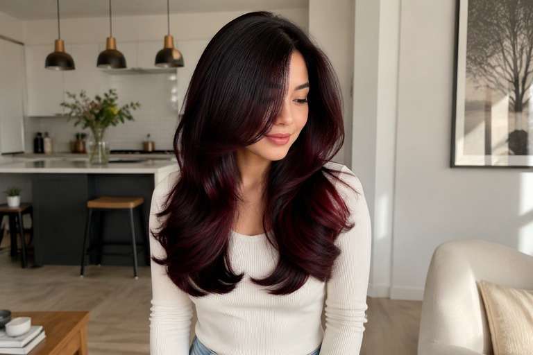 Glossy Black Cherry hair color result