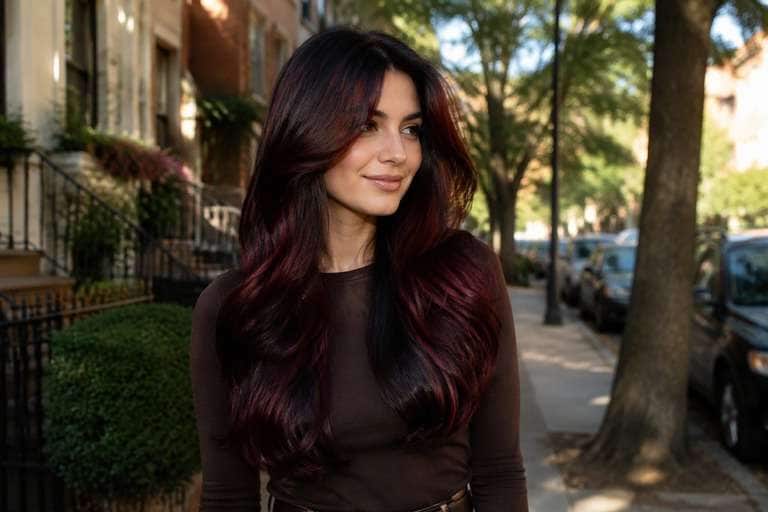 Soft-Root Black Cherry hair color result