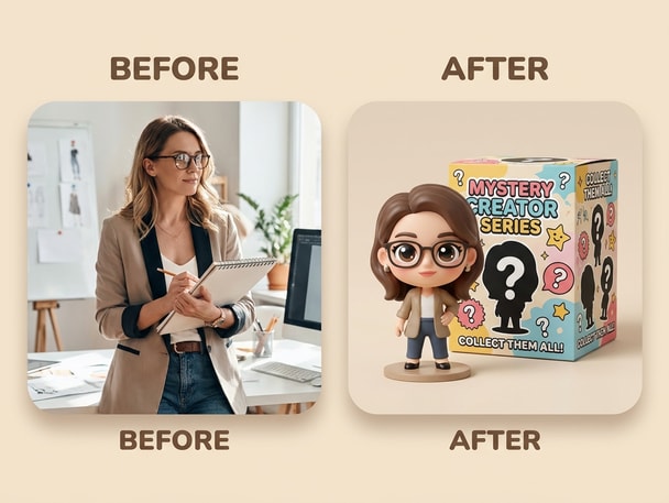 User uploading photo for AI blind box generation