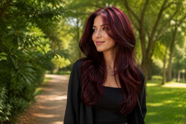 Bold Burgundy hair color result
