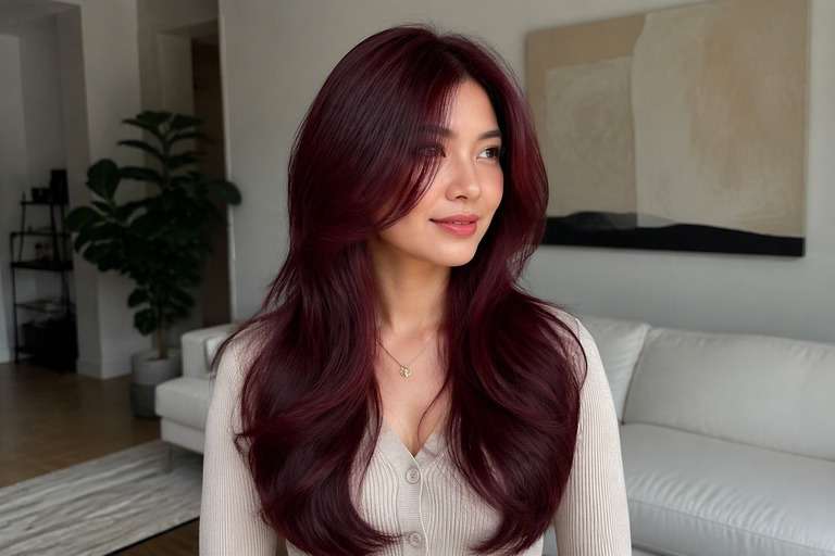 Natural-Light Burgundy hair color result