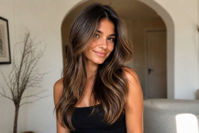 Natural-Light Caramel Highlights hair color result