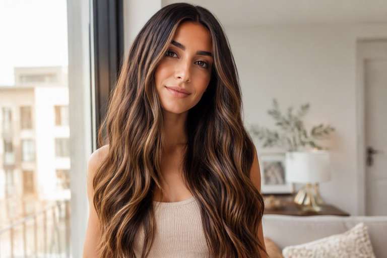 Soft-Root Caramel Highlights hair color result