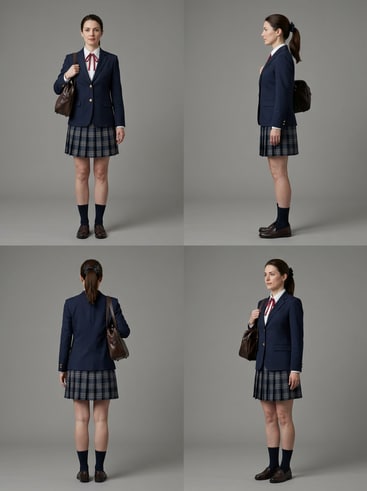 ai-generated anime schoolgirl rotation sheet