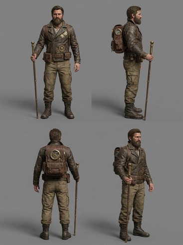 ai-generated steampunk explorer rotation view