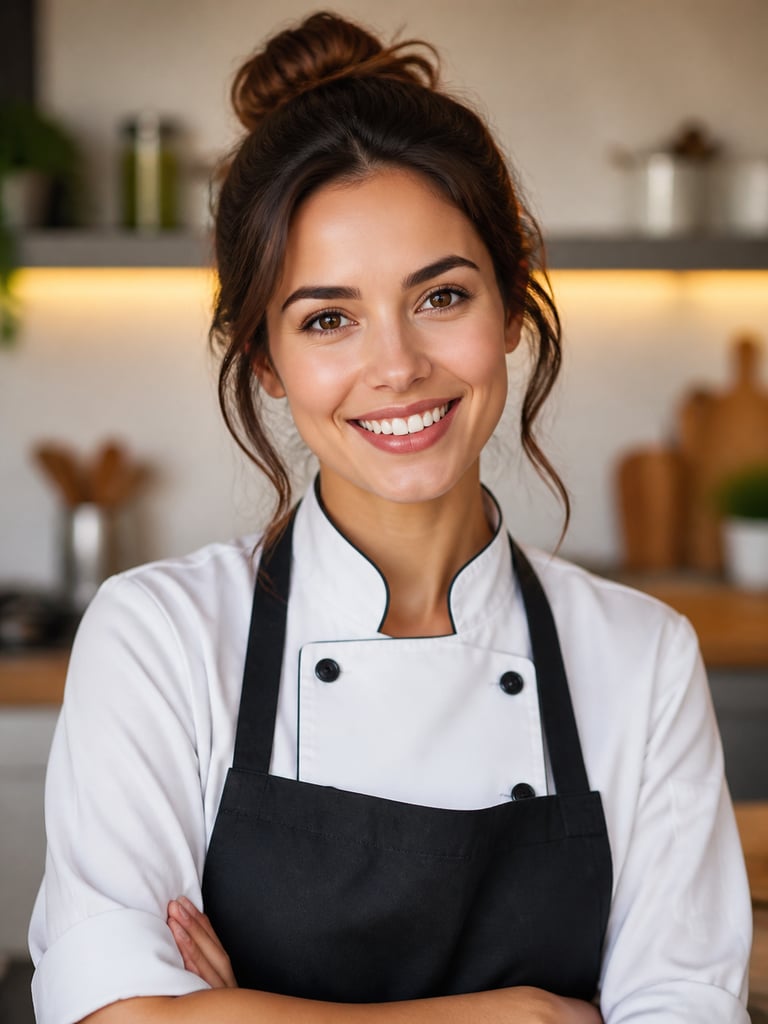 Modern AI chef avatar of an adult recipe creator for YouTube thumbnails, TikTok profiles, and food channel branding