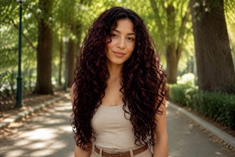 Curly Cherry Cola hair color result