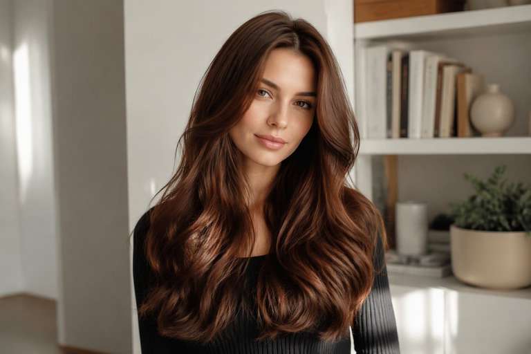 Soft Warm Chestnut hair color result