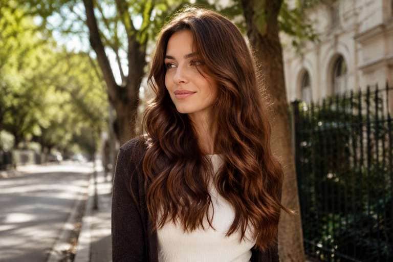 Glossy Chestnut Brown hair color result