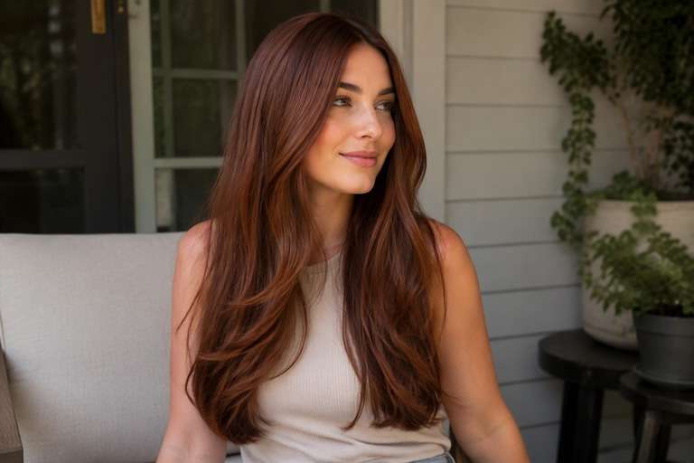 Soft-Root Chestnut Brown hair color result