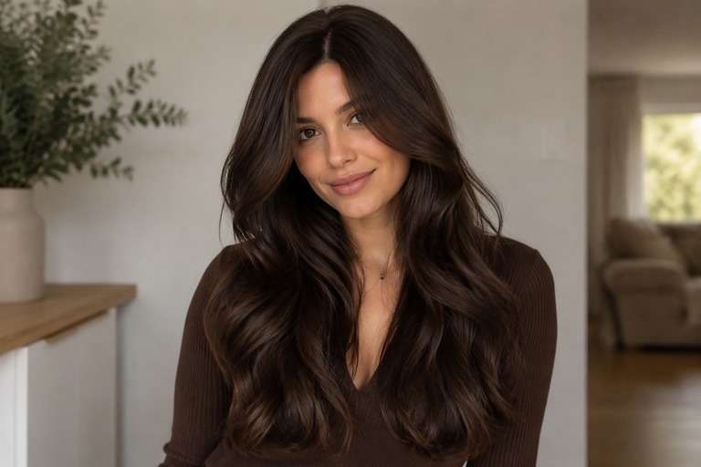 Soft-Root Chocolate Brown hair color result