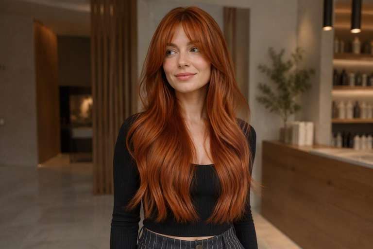 Face-Framing Copper hair color result