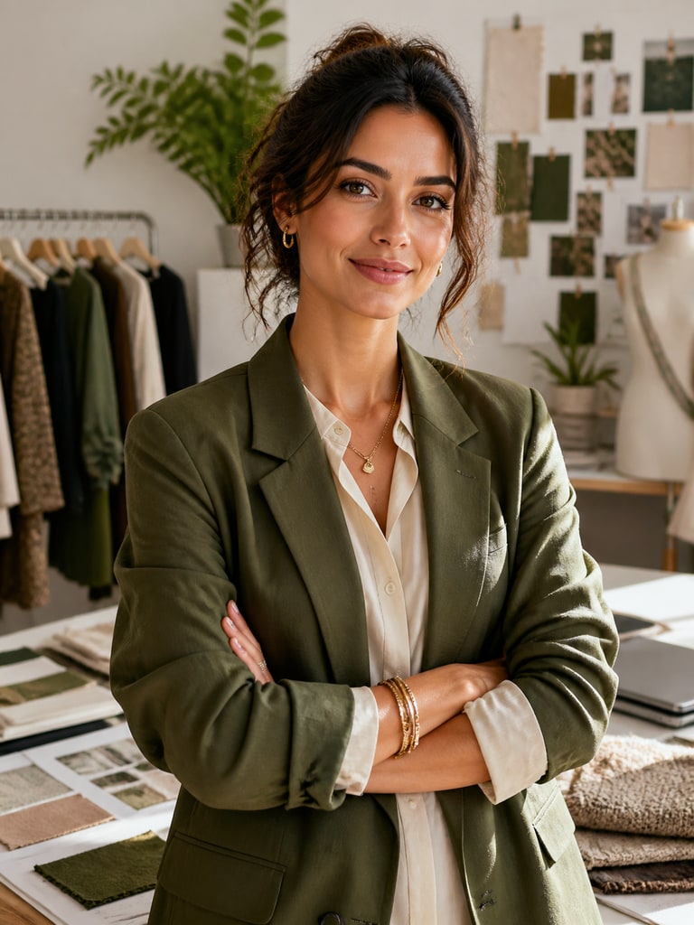 AI dream job photo of an adult sustainable fashion buyer with modern editorial styling