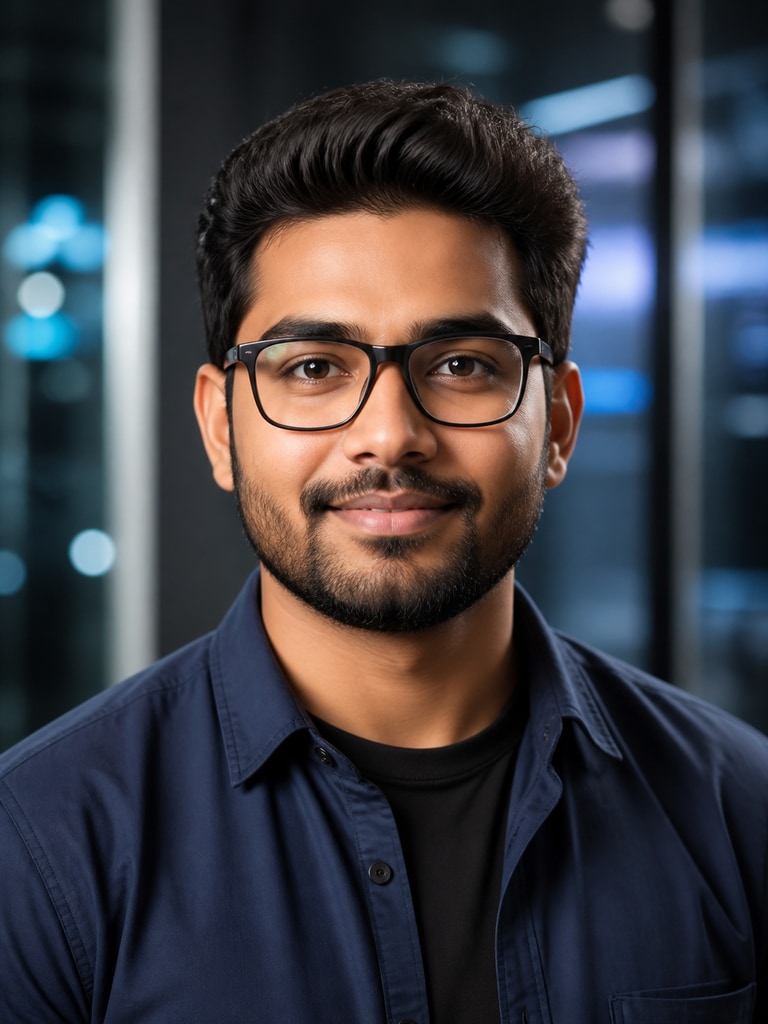 AI engineer headshot created for a DevOps engineer social avatar