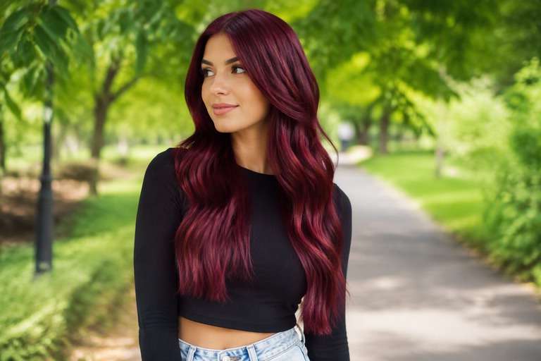Burgundy Brush Reveal Still hair color result