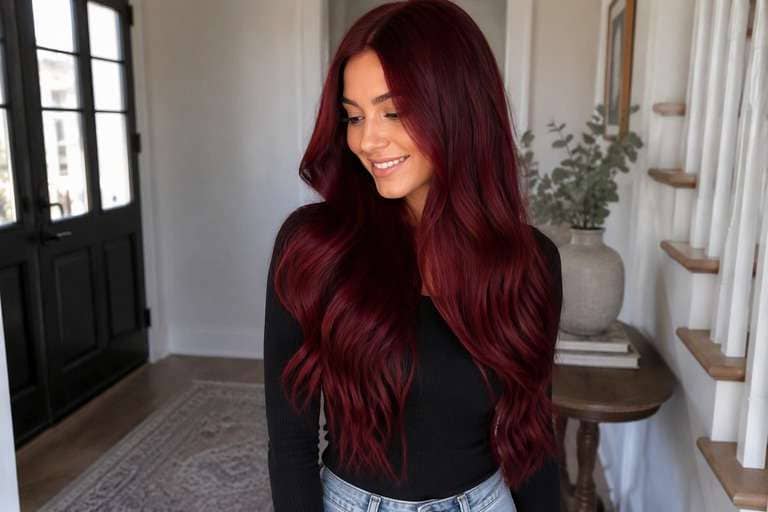 Cherry Red Gloss hair color result