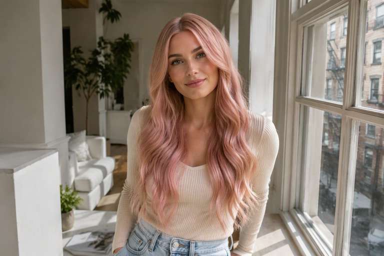 Pastel Pink Transformation hair color result