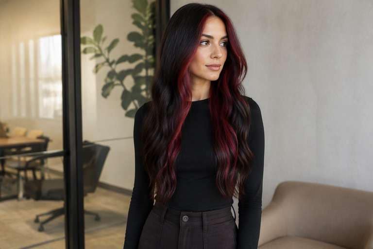Burgundy Face Frame hair color result