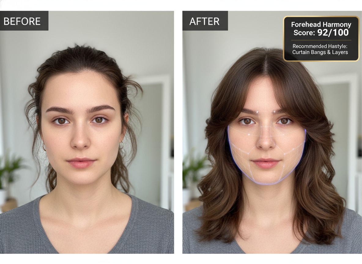 AI analyzing forehead shape for a new haircut