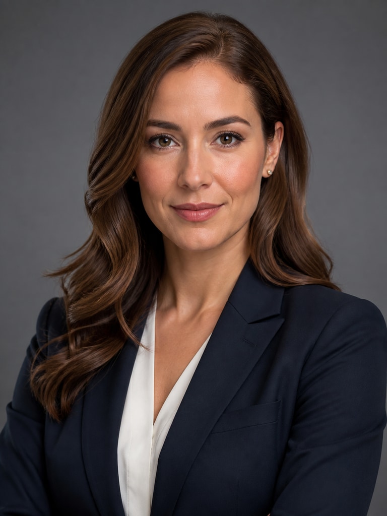 AI lawyer headshot of a family law attorney with a calm expression for a consultation landing page