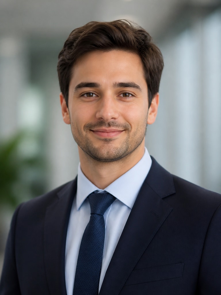 AI LinkedIn headshot of an adult startup founder with a modern approachable personal branding style