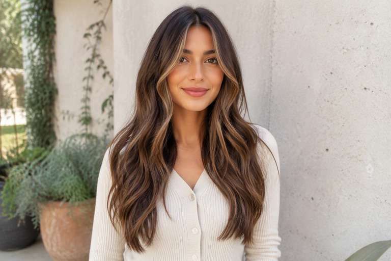 Face-Framing Cafe Mocha hair color result