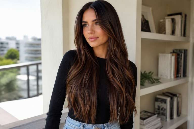 Straight Hair Mocha Sweep hair color result
