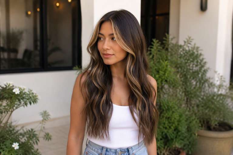 Natural-Light Money Piece Highlights hair color result