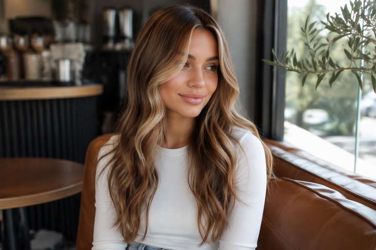 Soft-Root Money Piece Highlights hair color result